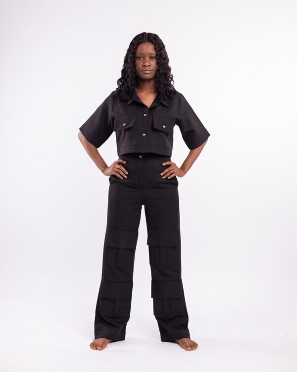 Pocketed Elegance – Two-Piece Crepe Ensemble
