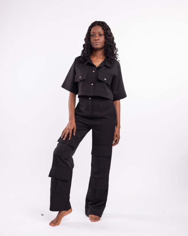 Pocketed Elegance – Two-Piece Crepe Ensemble - Image 2